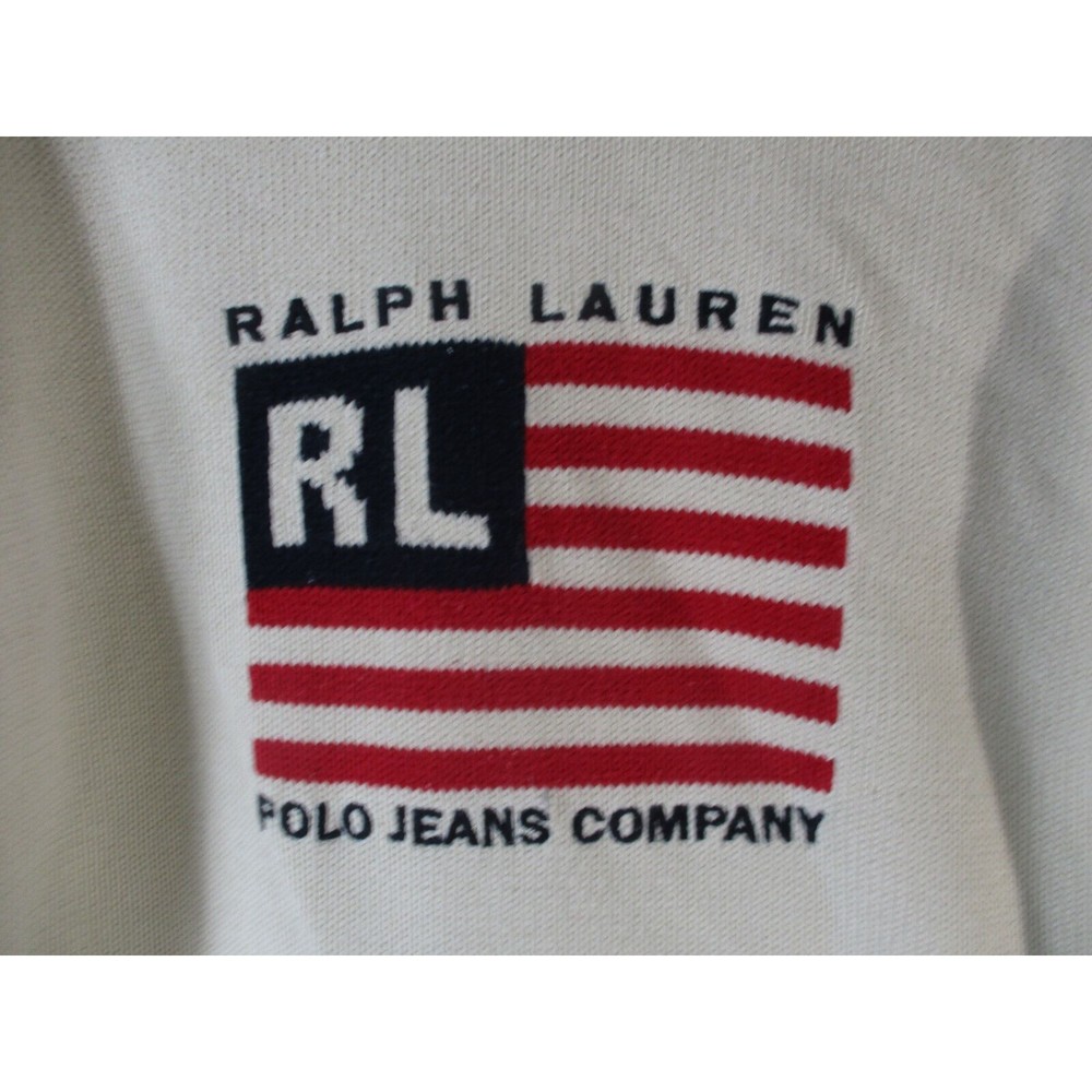 ⛔️ VTG POLO JEANS CO RALPH LAUREN Sweater Men XLarge Flag USA Knit 90s Logo Mock - Picture 7 of 10